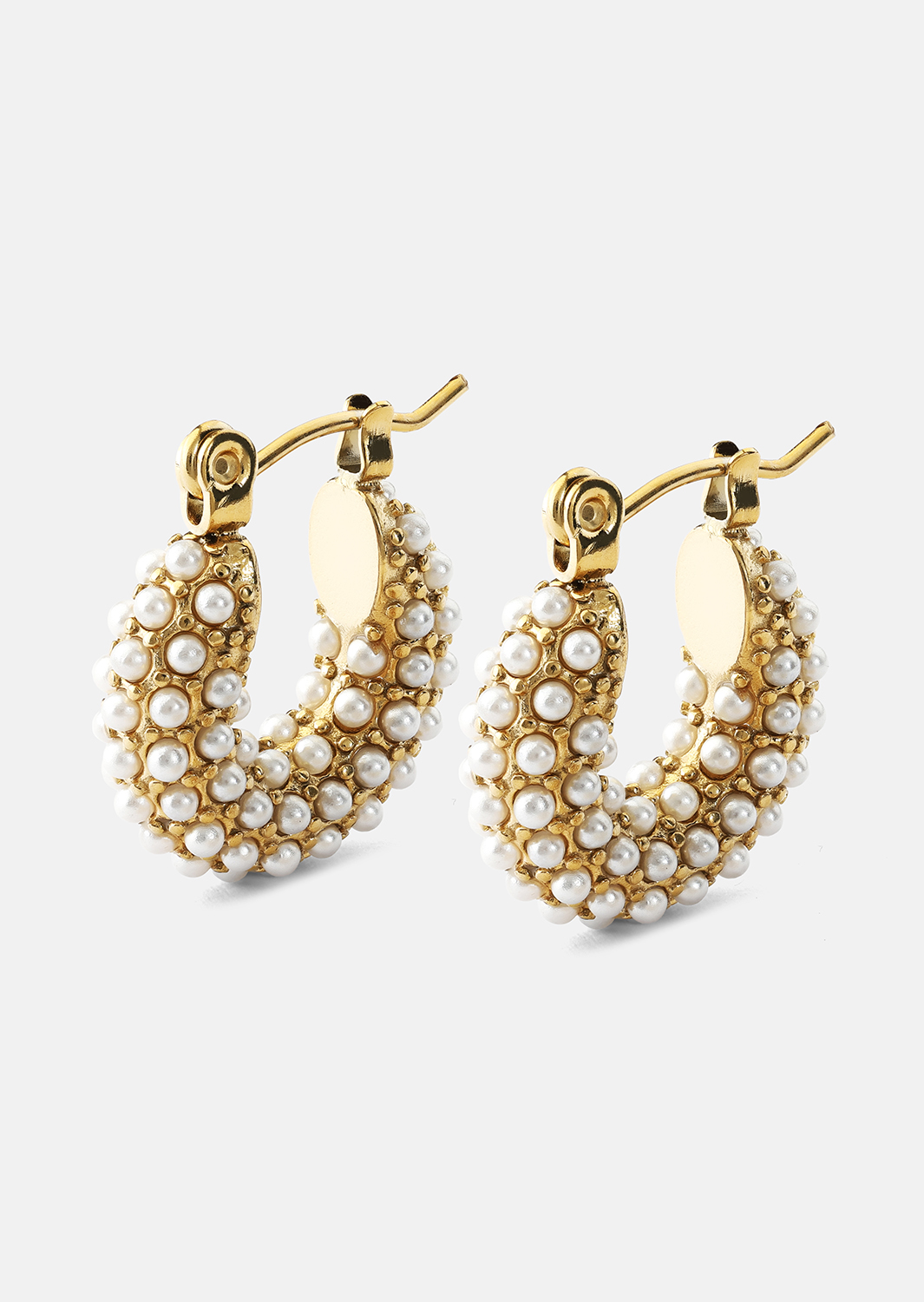 Chunky Pearl Hoop Oorbel - 18k Verguld