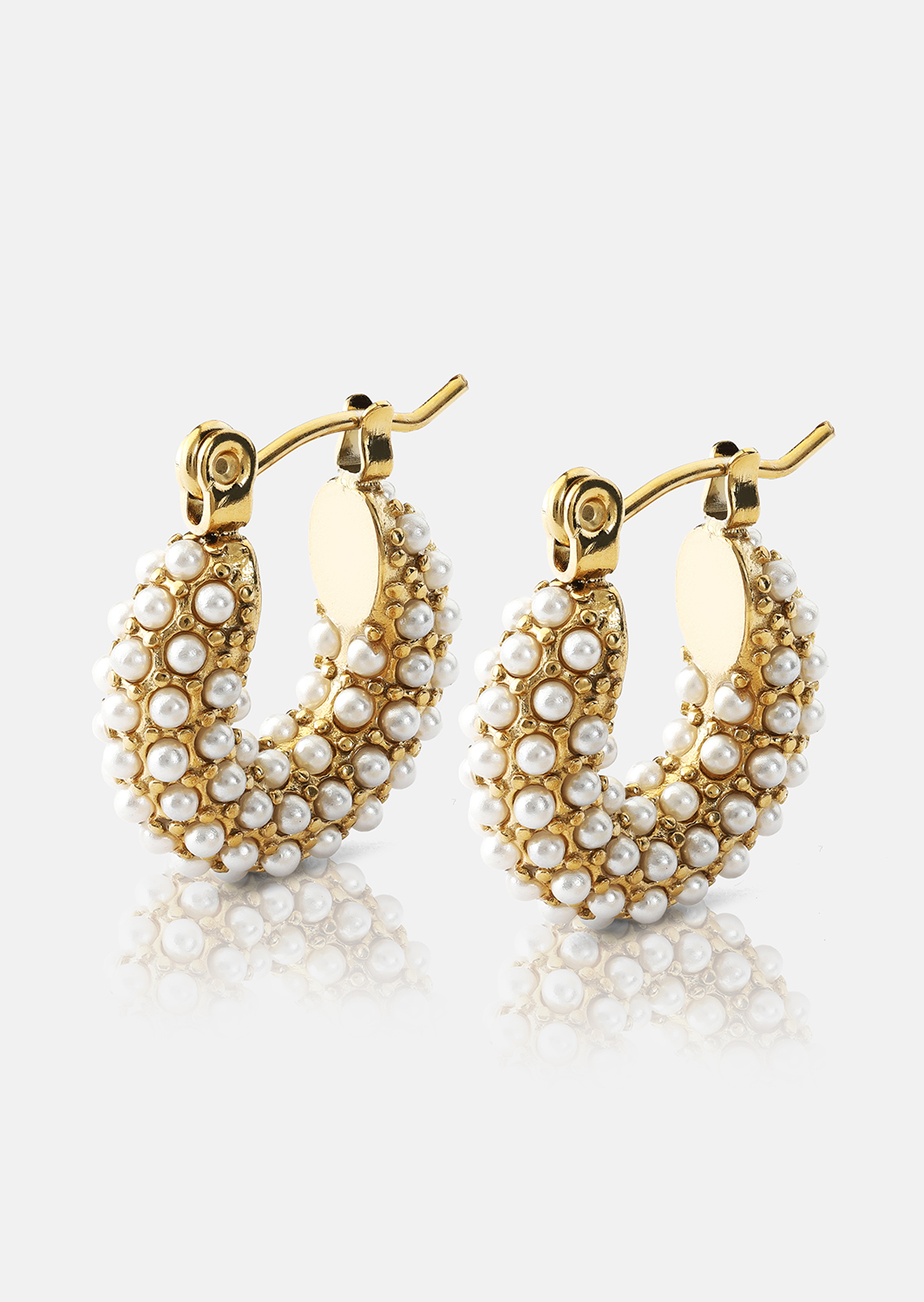 Chunky Pearl Hoop Oorbel - 18k Verguld