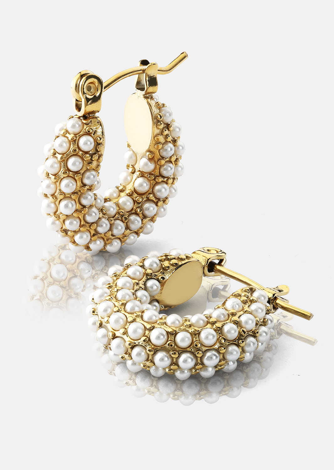 Chunky Pearl Hoop Oorbel - 18k Verguld