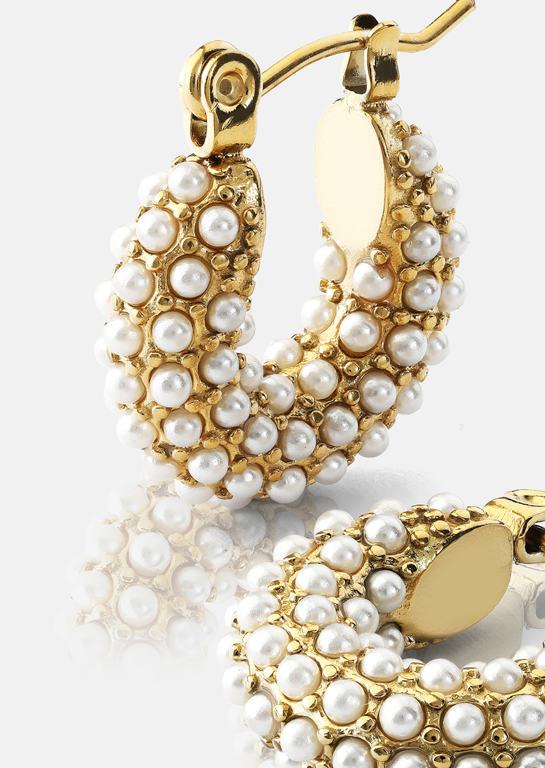 Chunky Pearl Hoop Oorbel - 18k Verguld