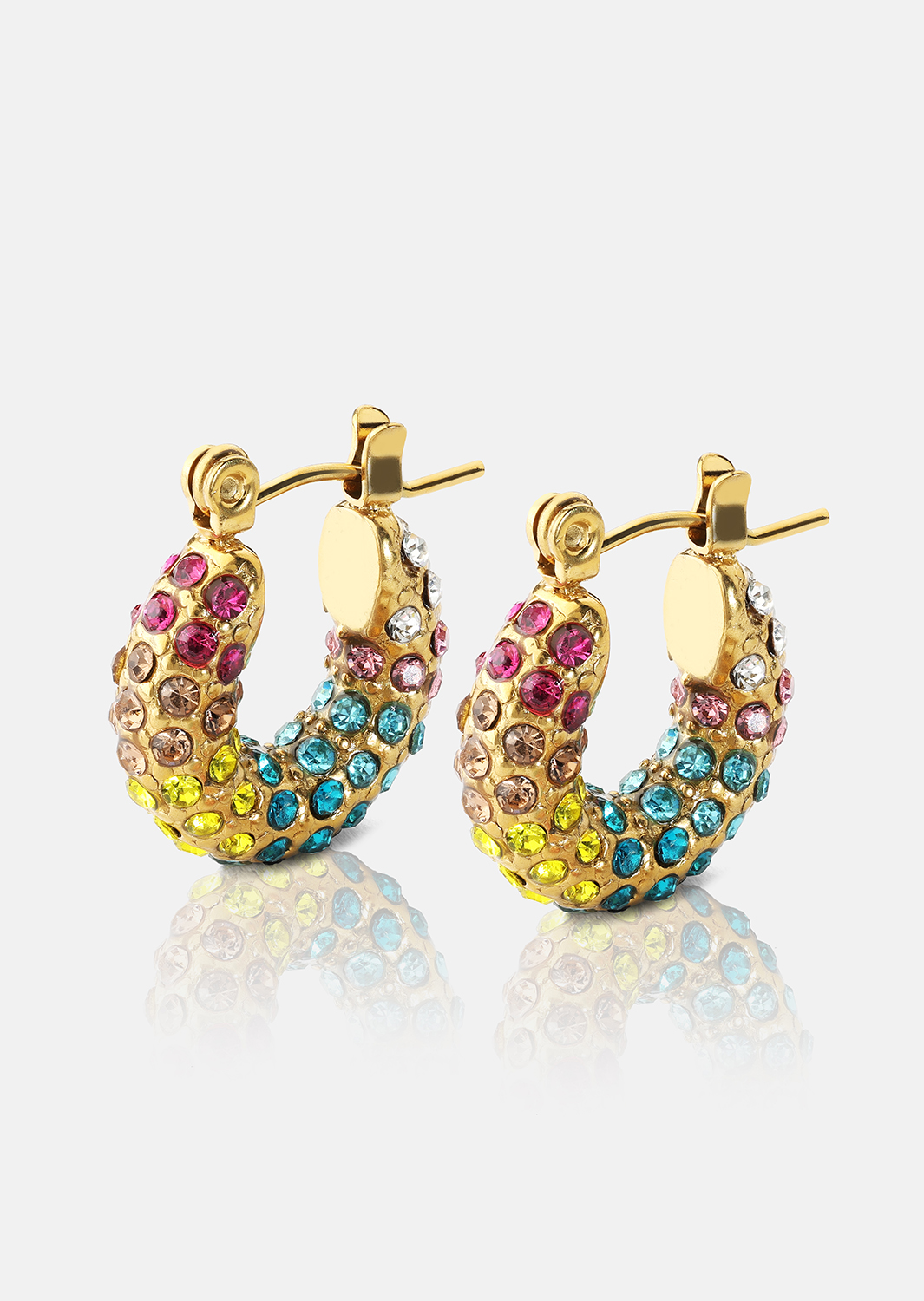 Colored Pearl Hoop Oorbel - 18k Verguld