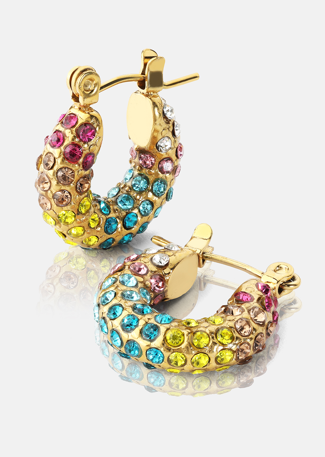 Colored Pearl Hoop Oorbel - 18k Verguld