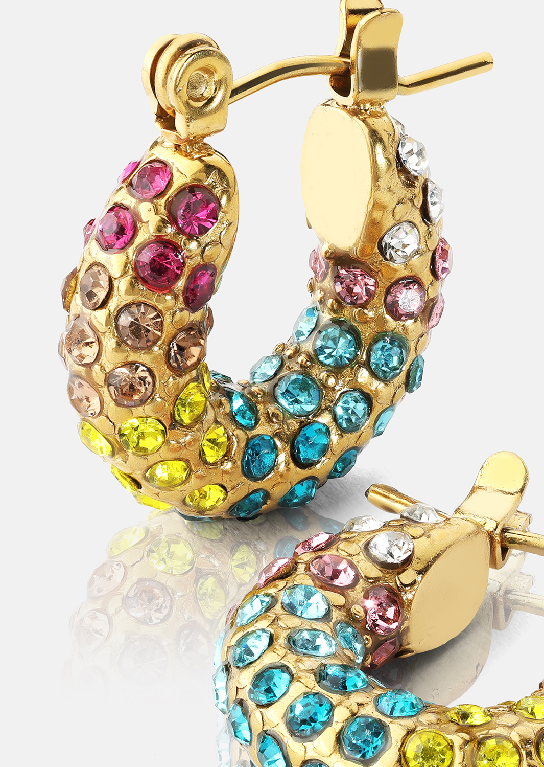 Colored Pearl Hoop Oorbel - 18k Verguld