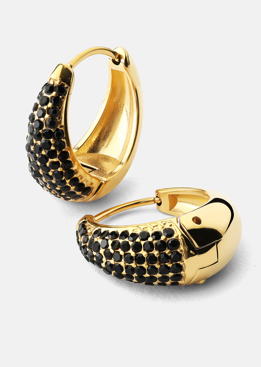 Oorbel Dark Crystal Hoop - 18k Verguld
