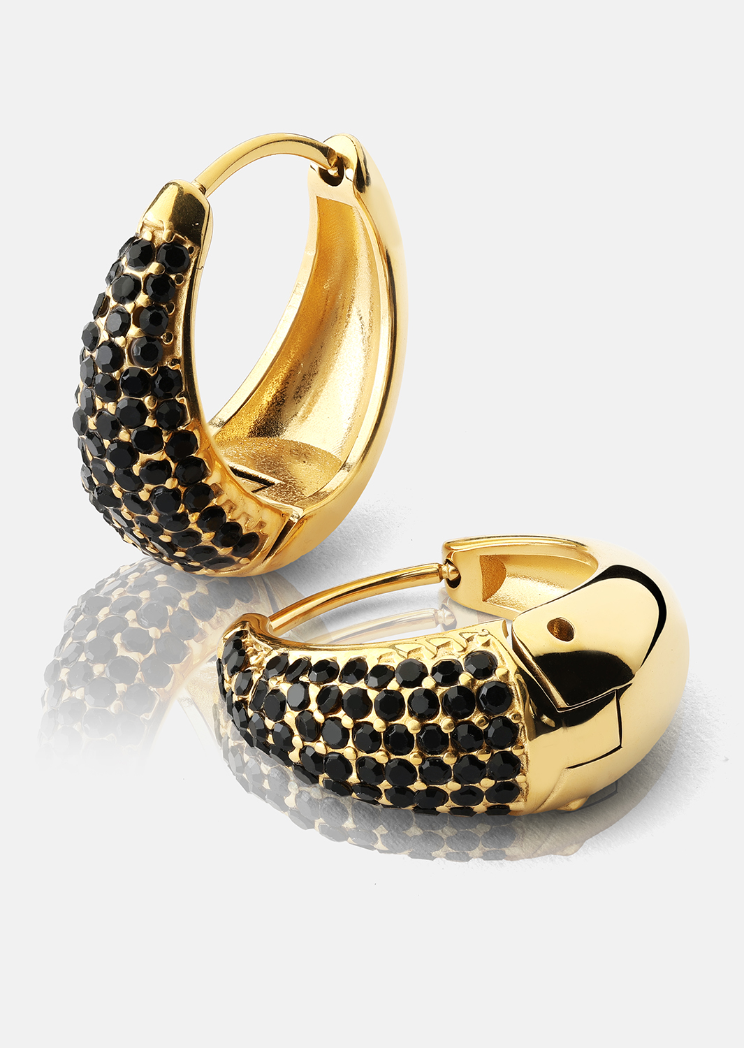 Oorbel Dark Crystal Hoop - 18k Verguld