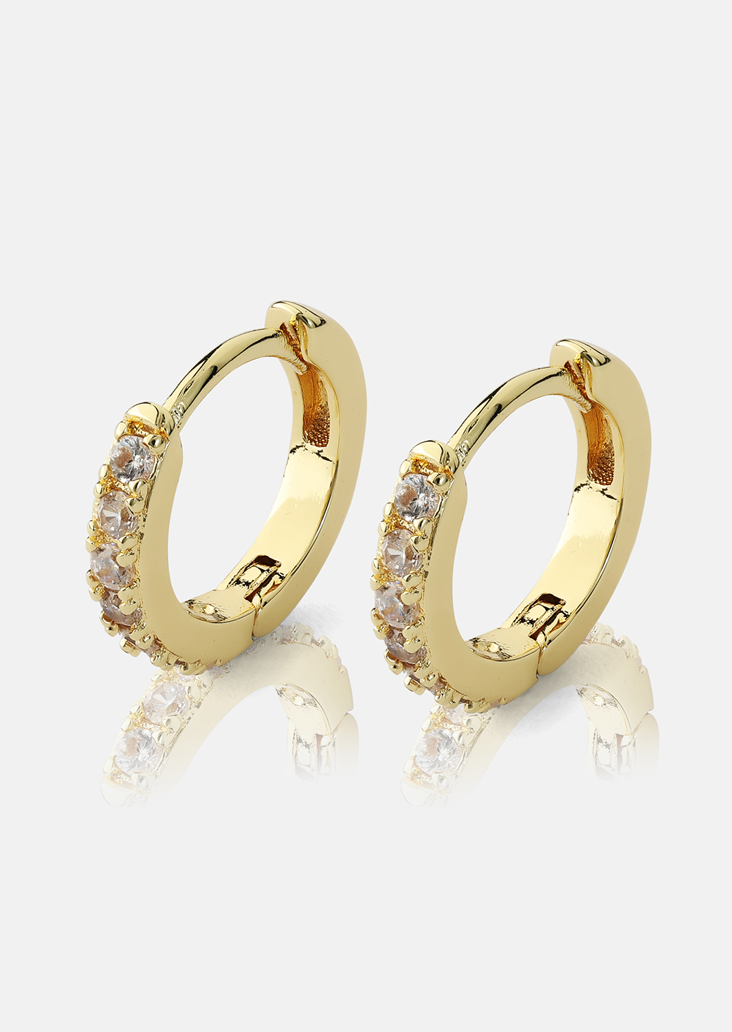 Oorbellen Crystal Hoops - 18k Verguld