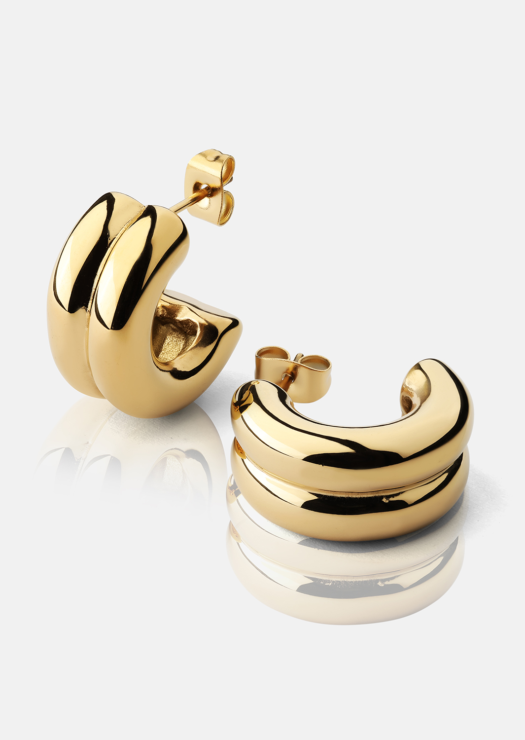 Oorbel Bold Curve - 18k Verguld