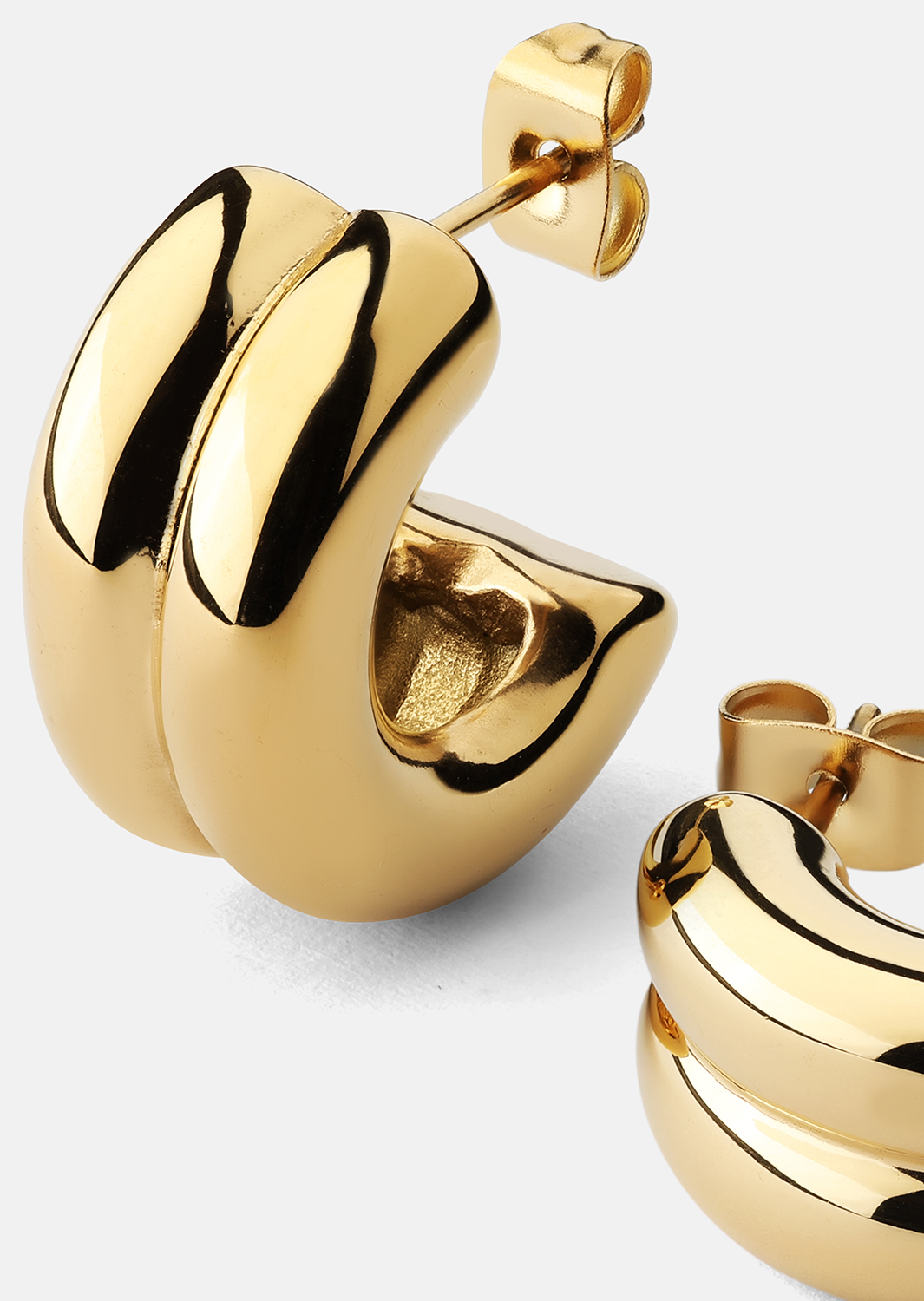 Oorbel Bold Curve - 18k Verguld