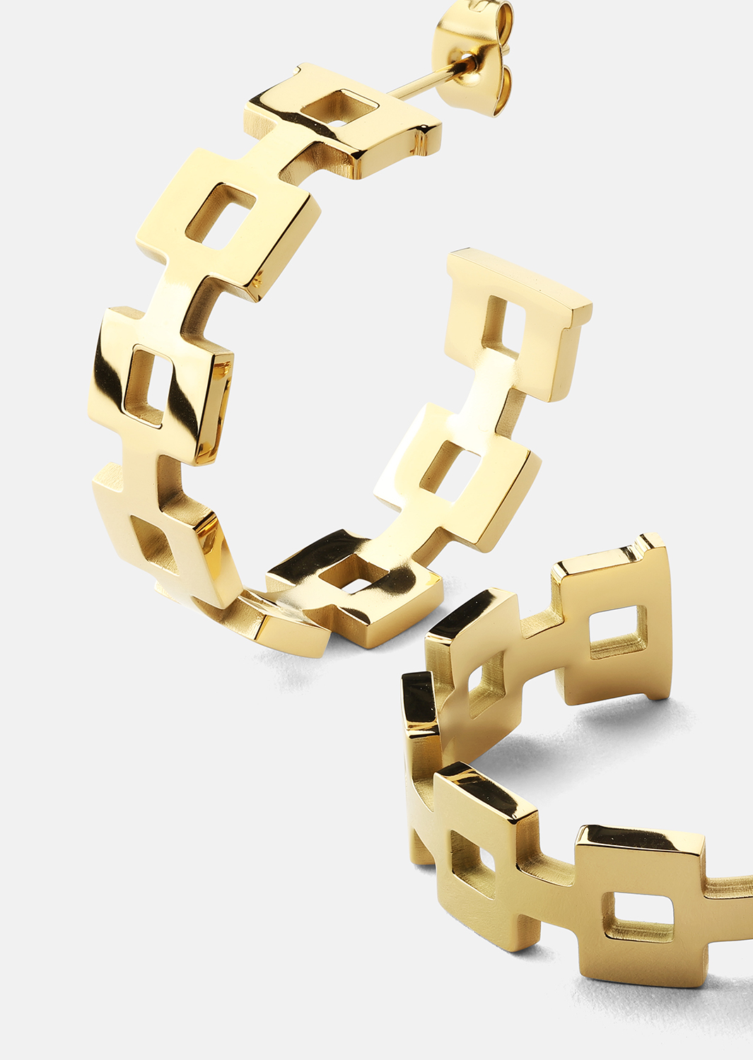 Oorbel GeoHoops - 18k Verguld
