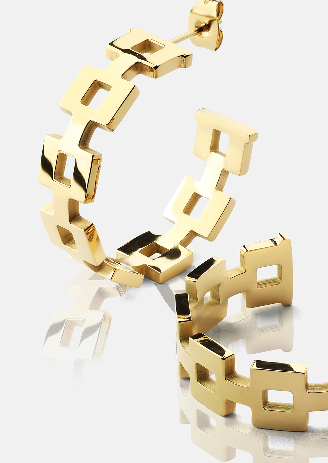 Oorbel GeoHoops - 18k Verguld