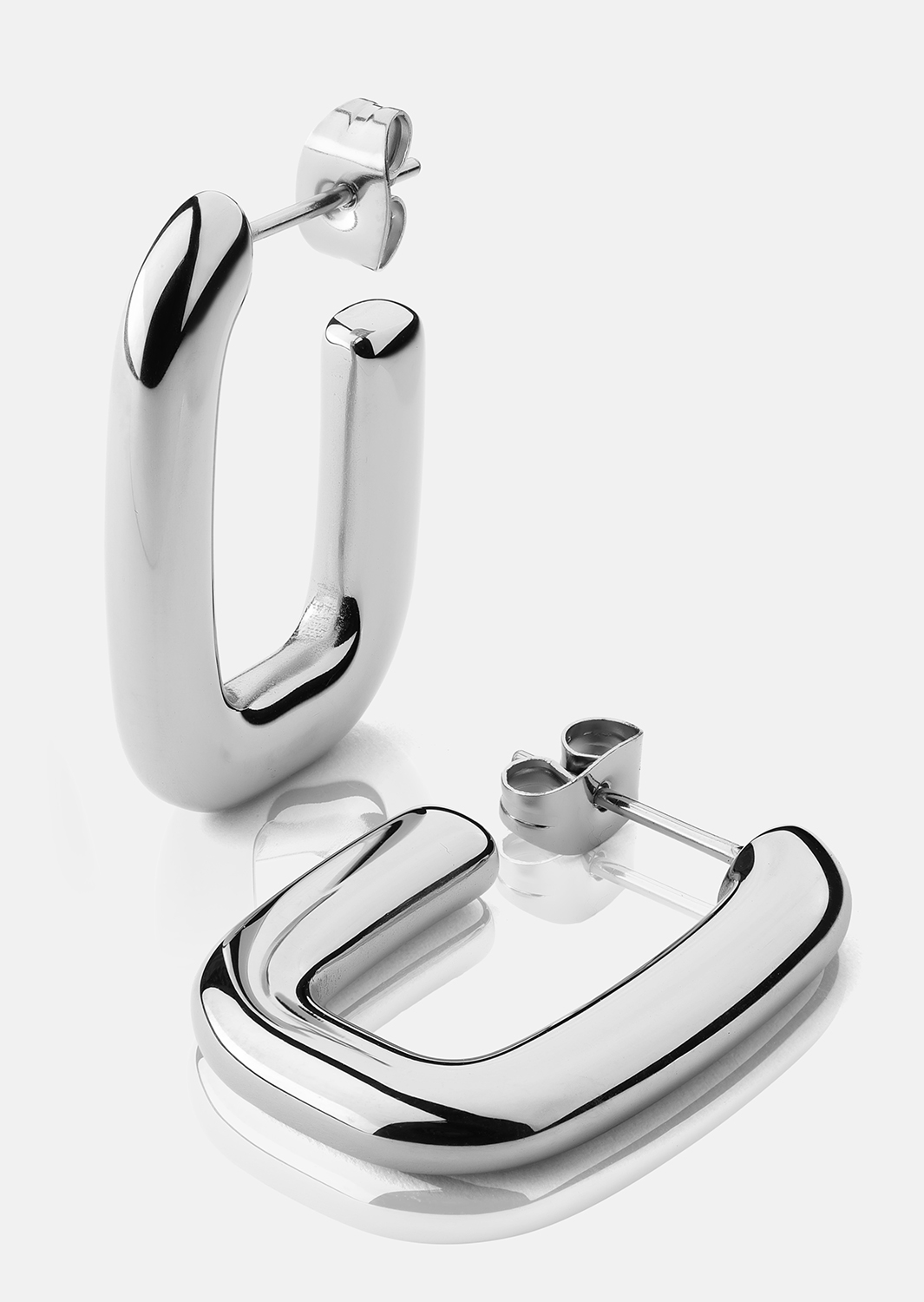 Oorbel Chunky Rectangle - Steel
