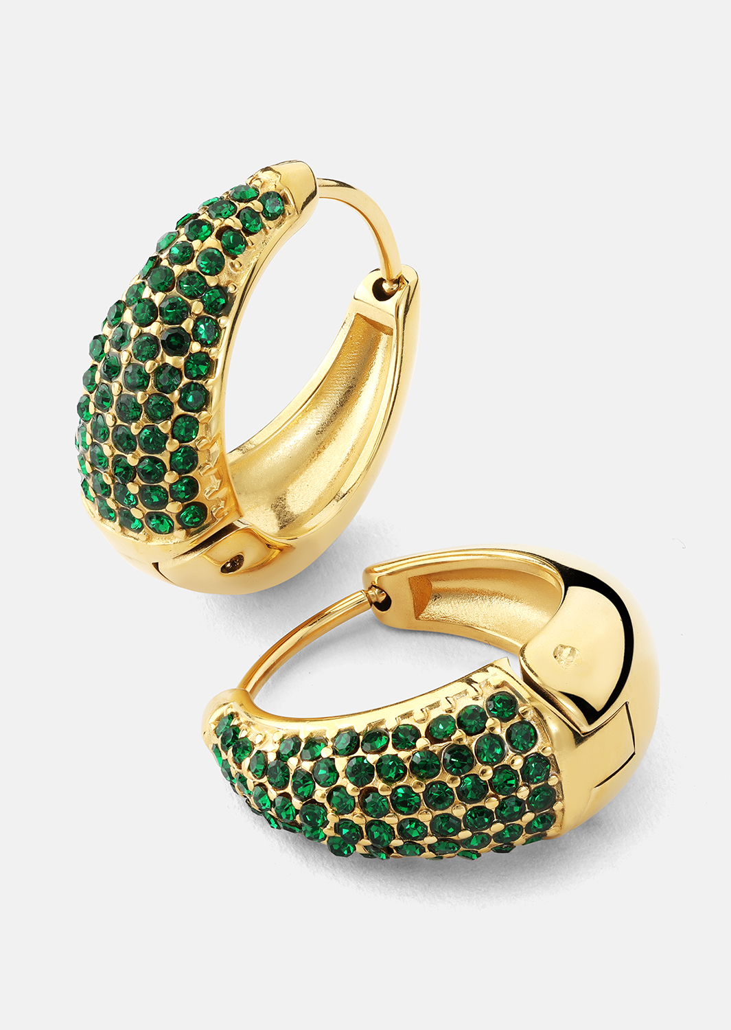 Oorbel Green Crystal Hoop - 18k Verguld