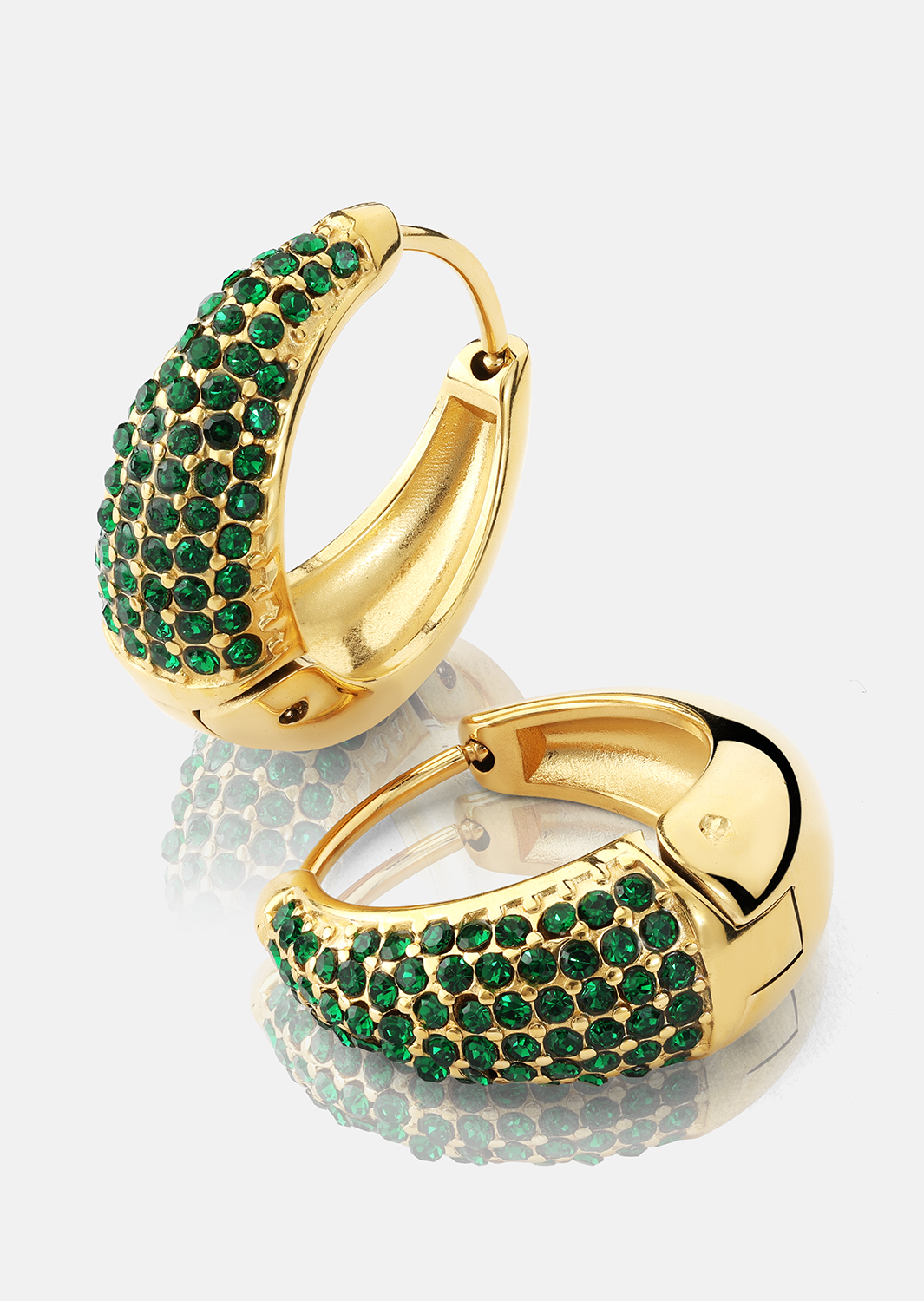Oorbel Green Crystal Hoop - 18k Verguld
