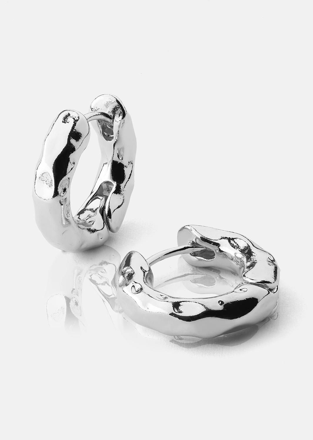 Oorbel Luxe Ripple Hoops - Verzilverd