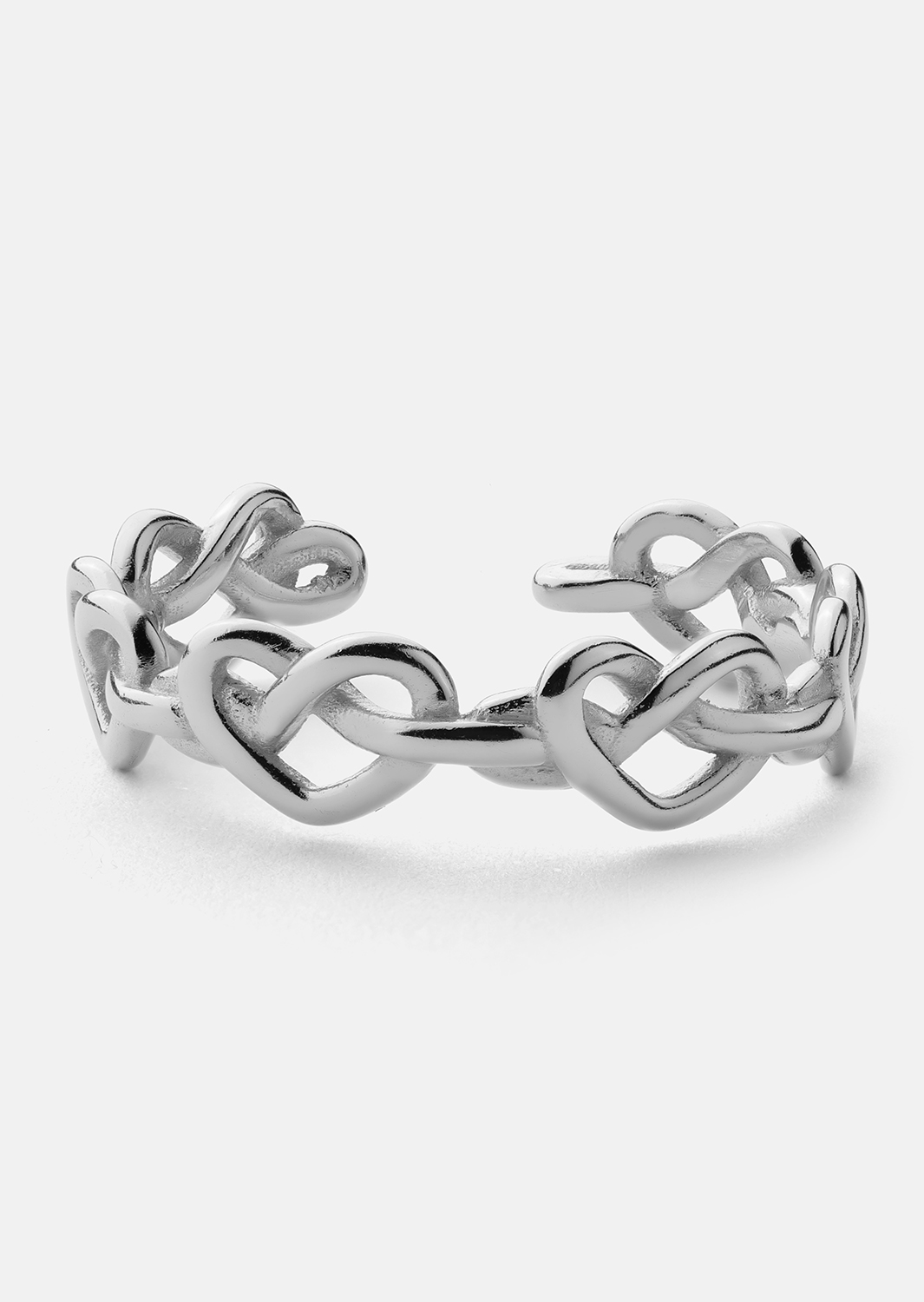 Ring Heart Link - Verzilverd