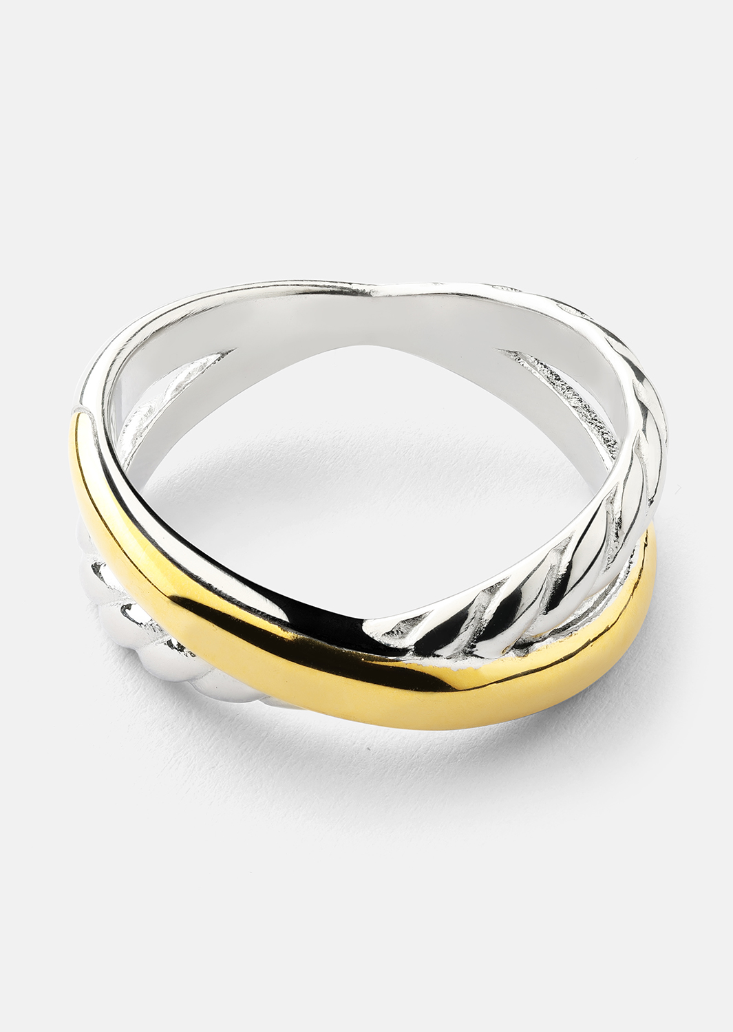 Ring Golden Silver Twist- 18k Verguld