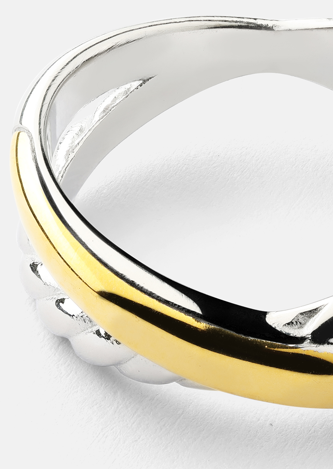 Ring Golden Silver Twist- 18k Verguld