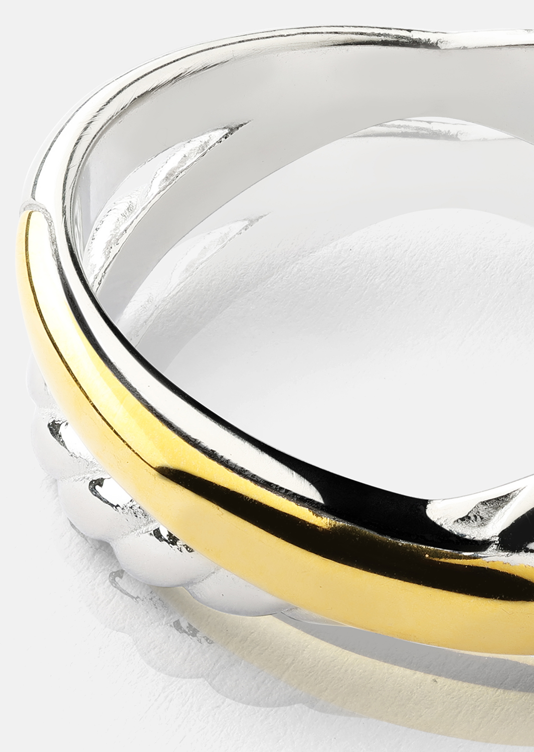 Ring Golden Silver Twist- 18k Verguld