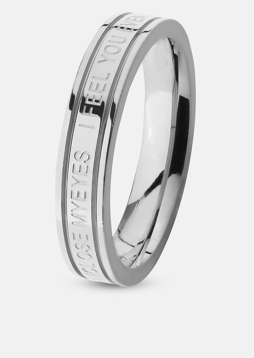 Ring Plain Link - Verzilverd