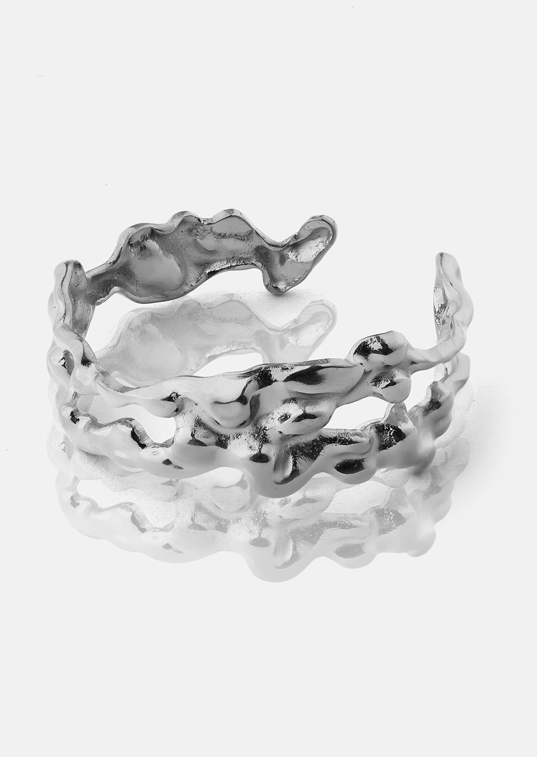 Ring Molten Wave - Verzilverd