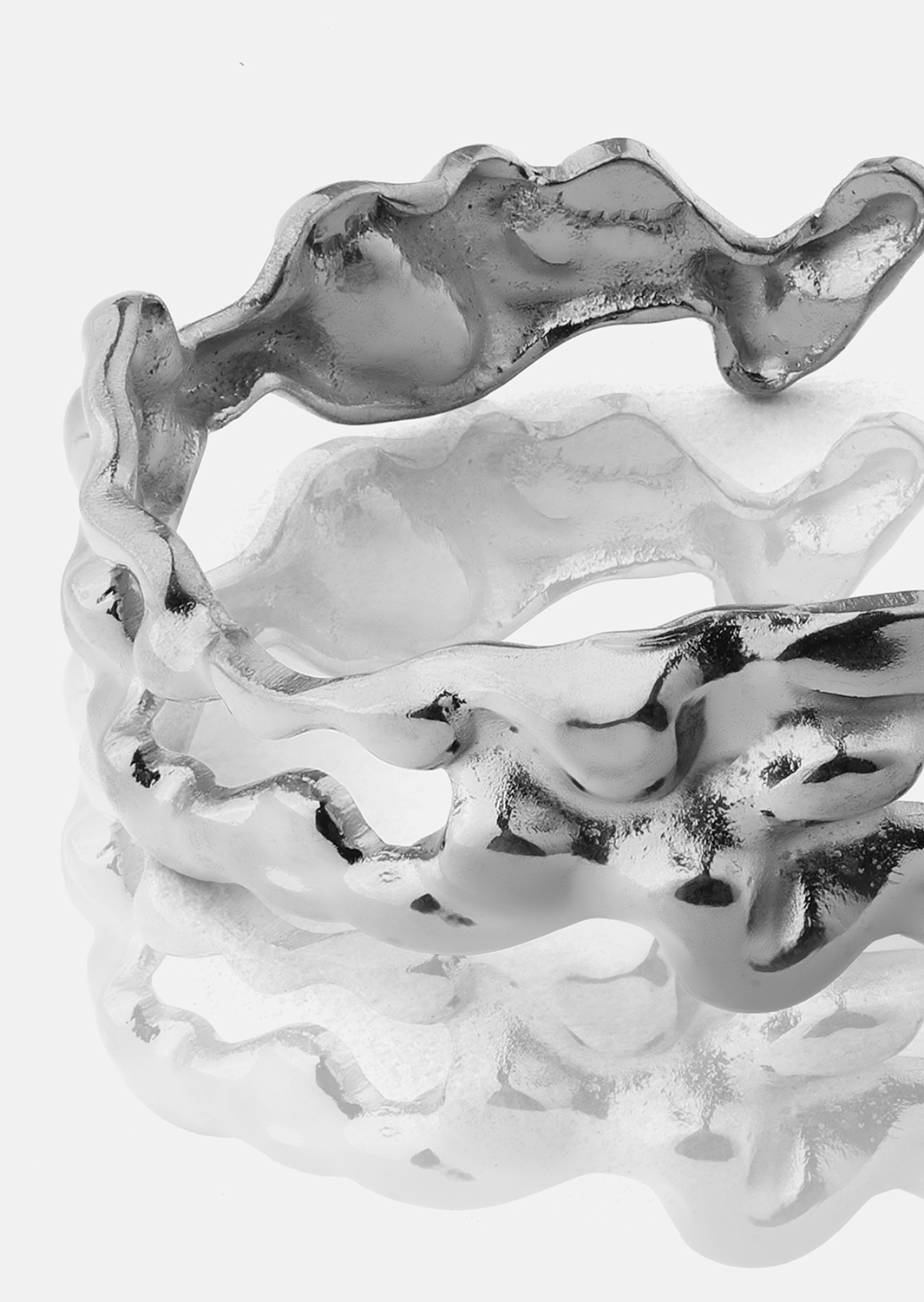 Ring Molten Wave - Verzilverd