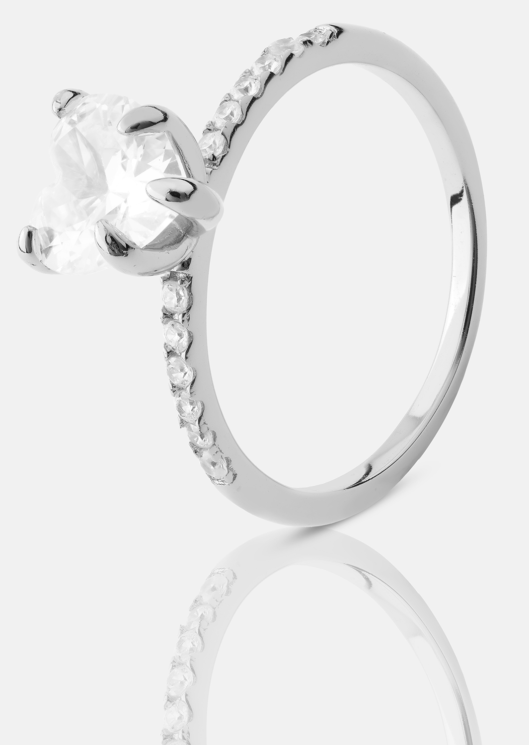Heartlight Solitaire Ring - Verzilverd