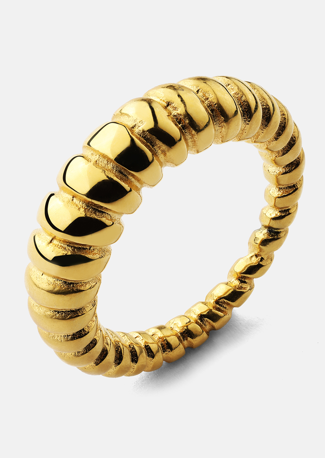 Ring Bold Ribbed - Verguld met 18k goud