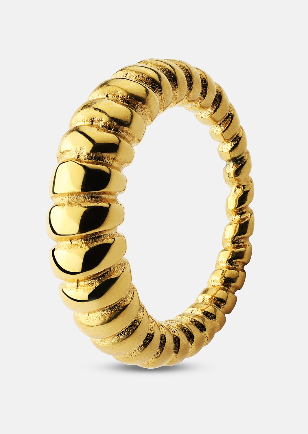 Ring Bold Ribbed - Verguld met 18k goud