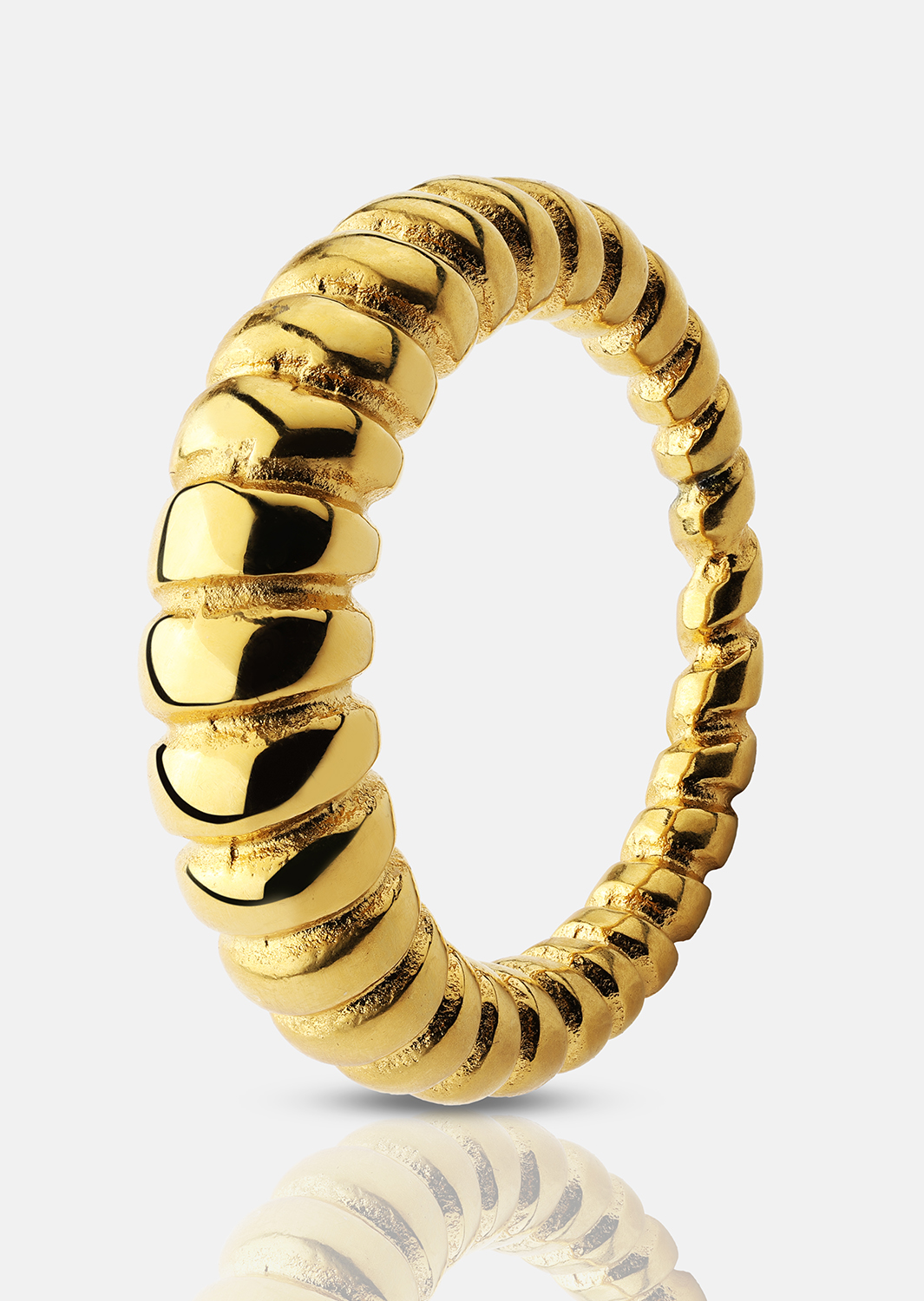 Ring Bold Ribbed - Verguld met 18k goud