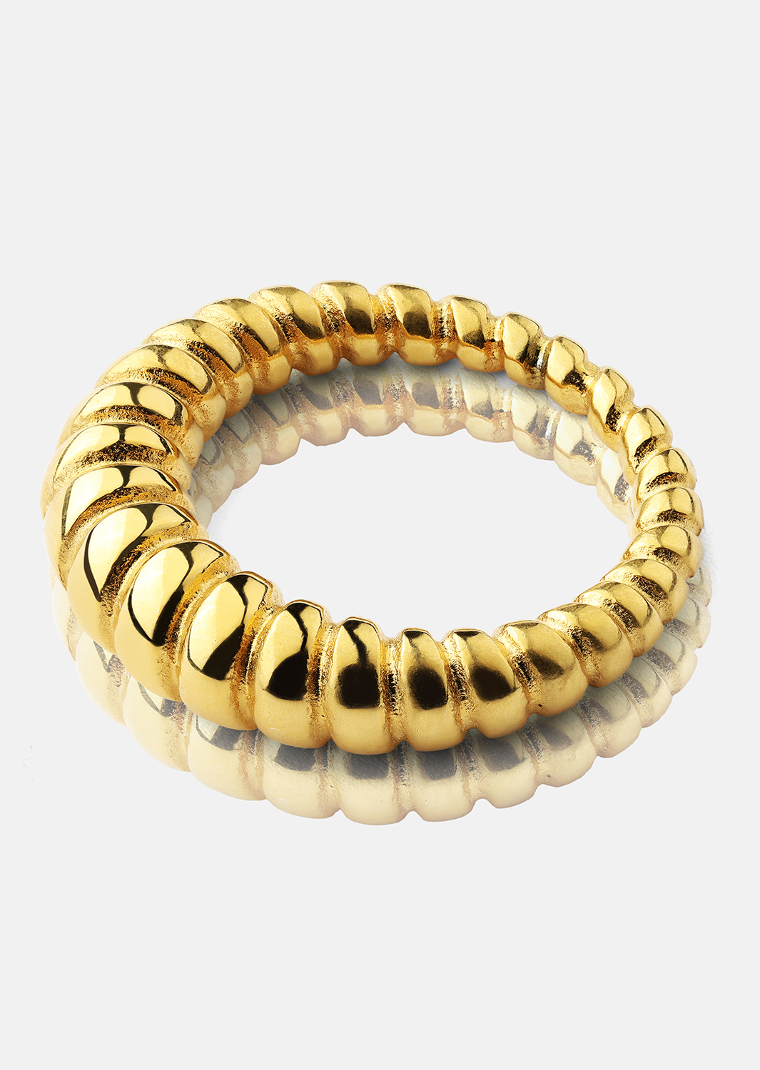 Ring Bold Ribbed - Verguld met 18k goud