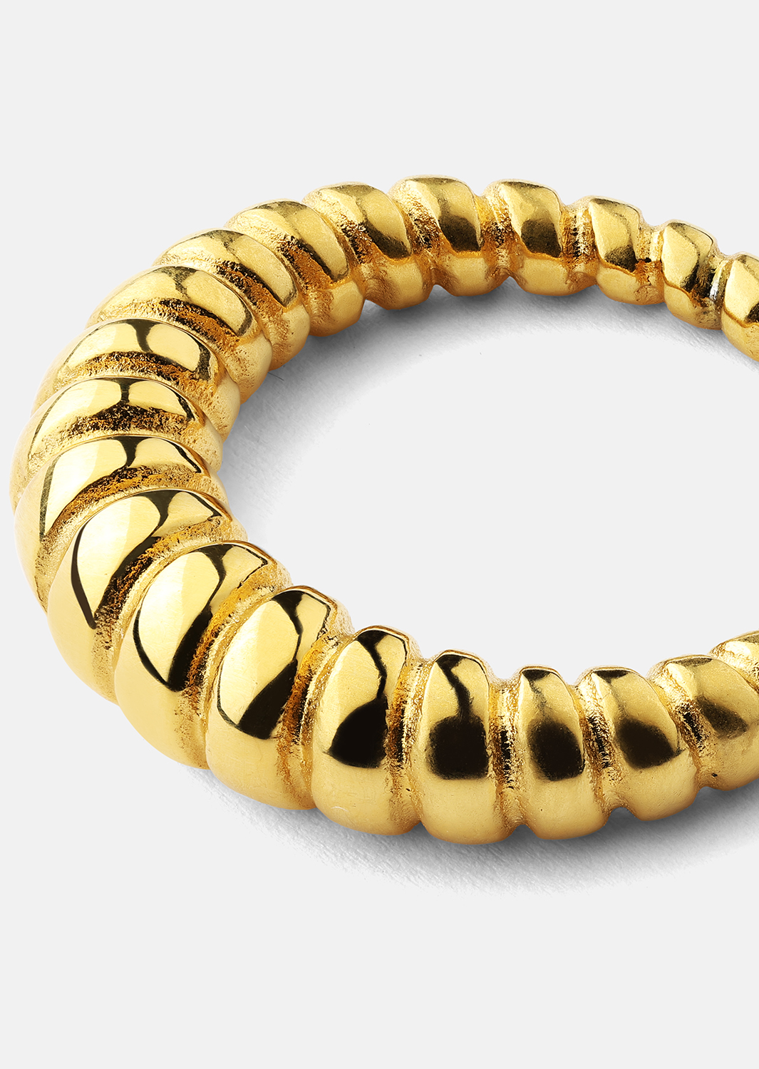 Ring Bold Ribbed - Verguld met 18k goud