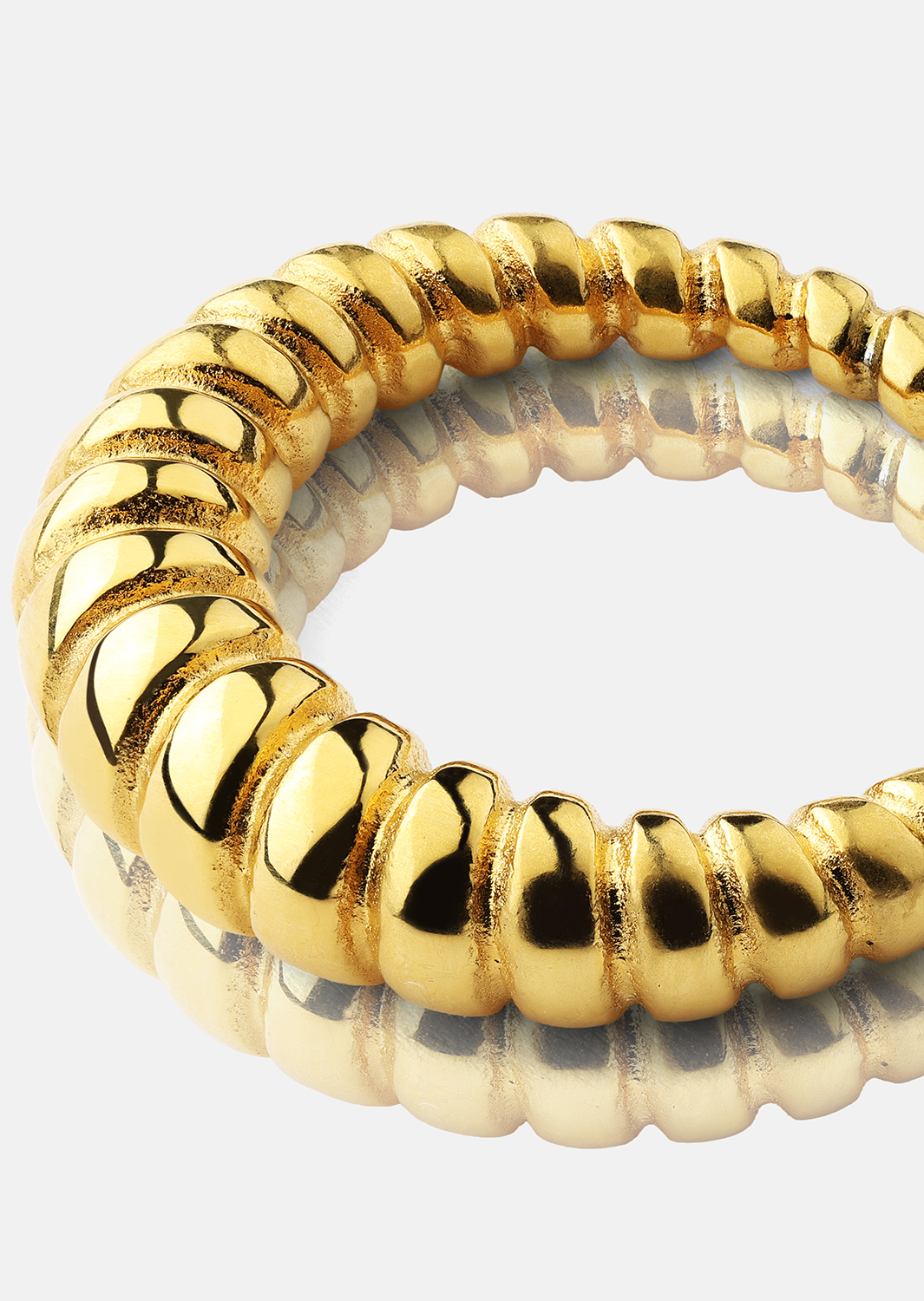 Ring Bold Ribbed - Verguld met 18k goud